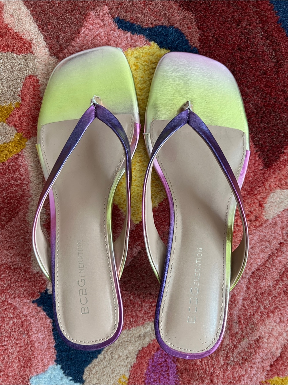 BCBGeneration Tabina Metallic Slip On Heels Sandals